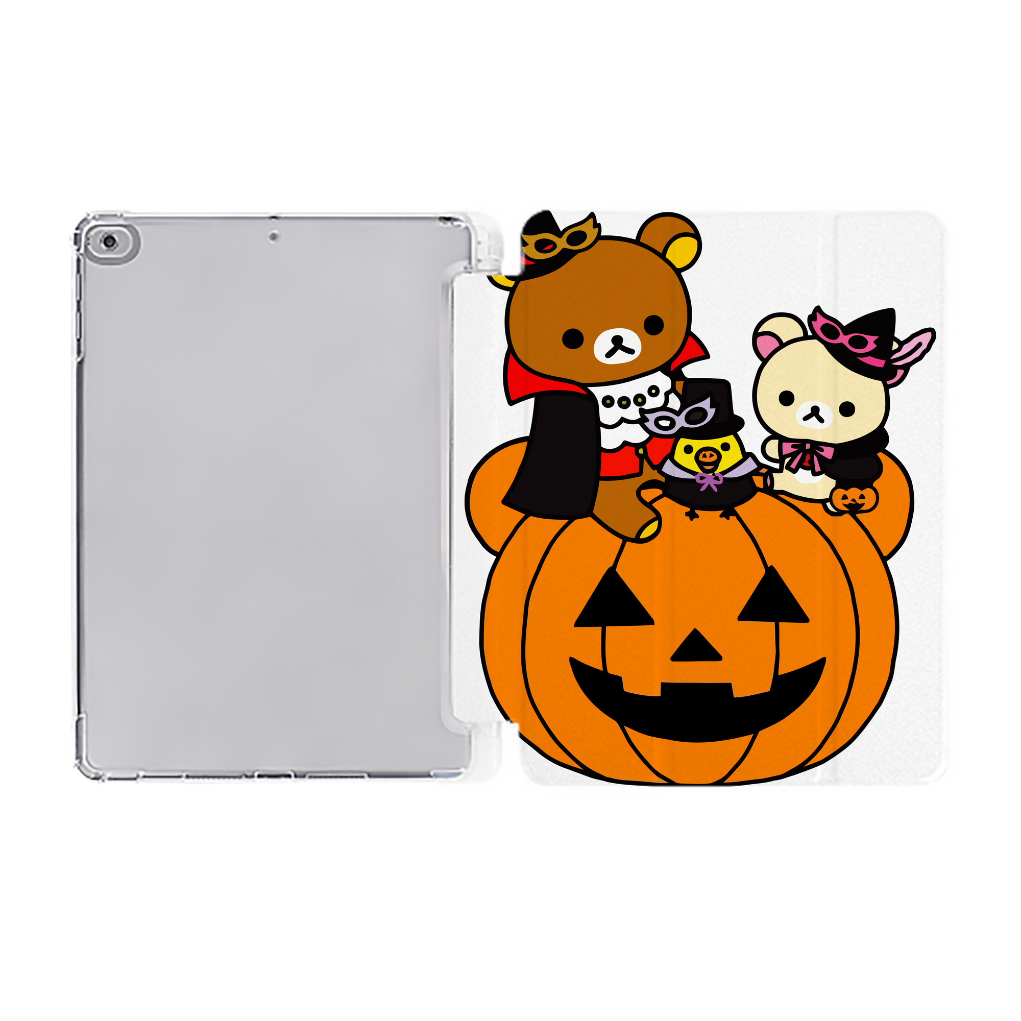 （画像用） リラックマ リラックマ キイロイトリ Rilakkuma Korilakkuma Kiiroitori IPad ケース ペン収納付き 三つ折りスタンド PUレザー×シリコン 対応機種9.5/10.5/10.9インチ